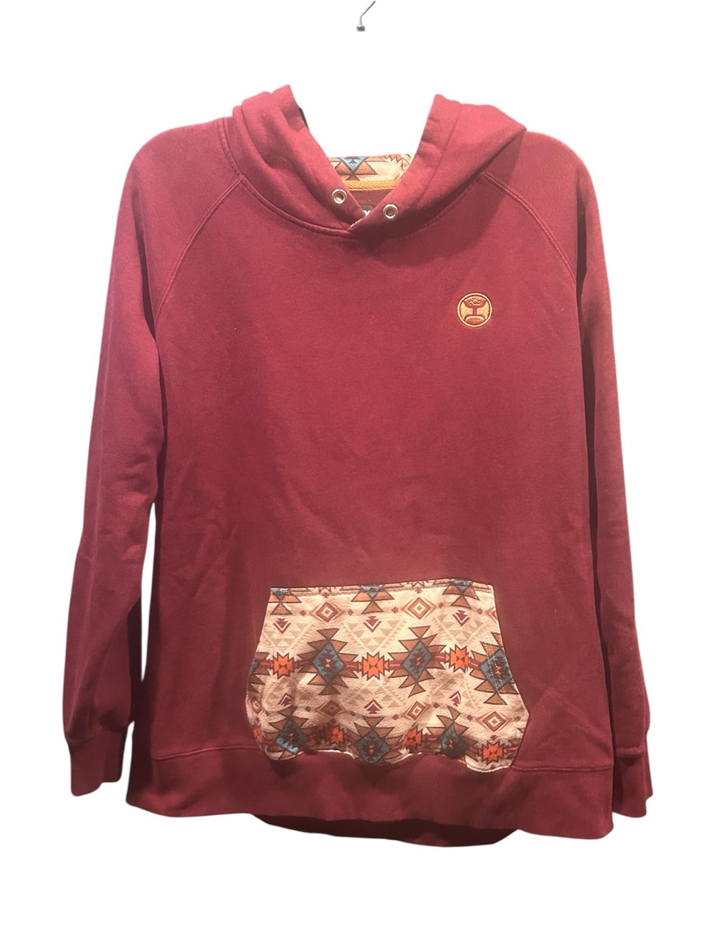 Hooey Ladies Veracruz Maroon Aztec Pullover Hoodie Sweatshirt XXL Western Fleece